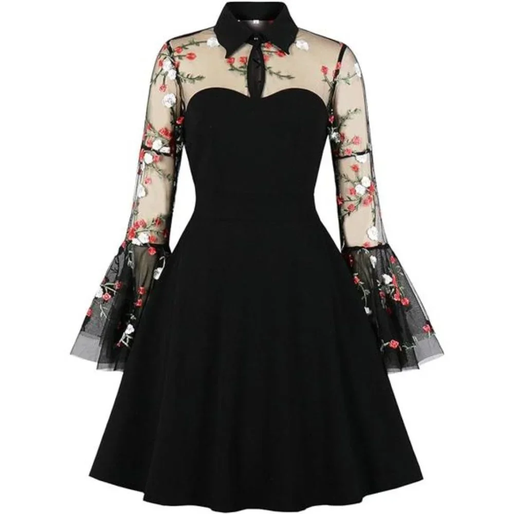 Women's Vintage Polka Dot 1950s Audrey Retro Rockabilly Dress Swing Dress - Picture 1 of 6